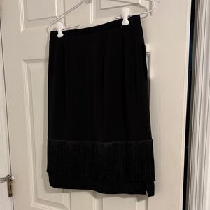Harve Benard Black Pencil Skirt with Fringe